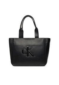 Calvin Klein Torebka Bold Ck Medium Tote LV04F3218G Czarny. Kolor: czarny. Materiał: skórzane
