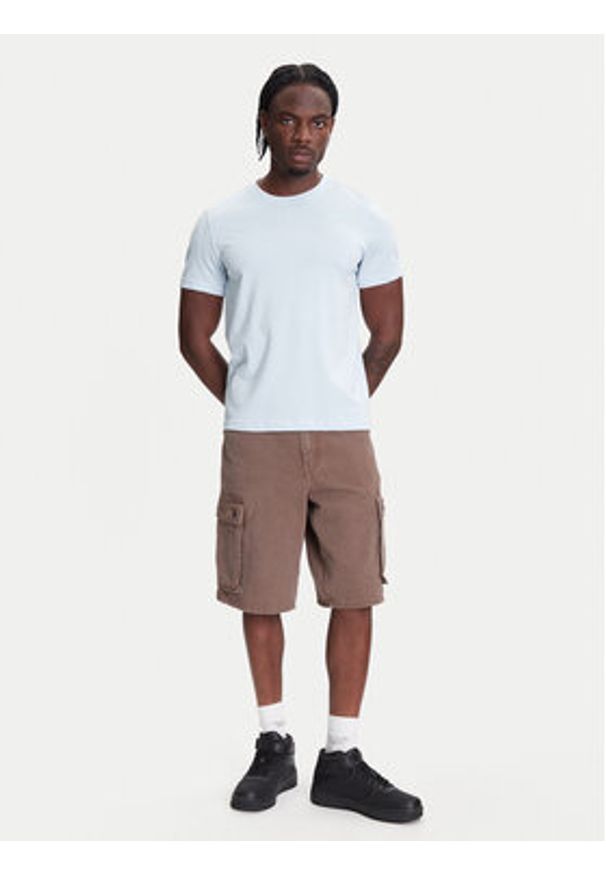 Kappa T-Shirt Logo Korpo Cafers 304J150 Błękitny Slim Fit. Kolor: niebieski. Materiał: bawełna