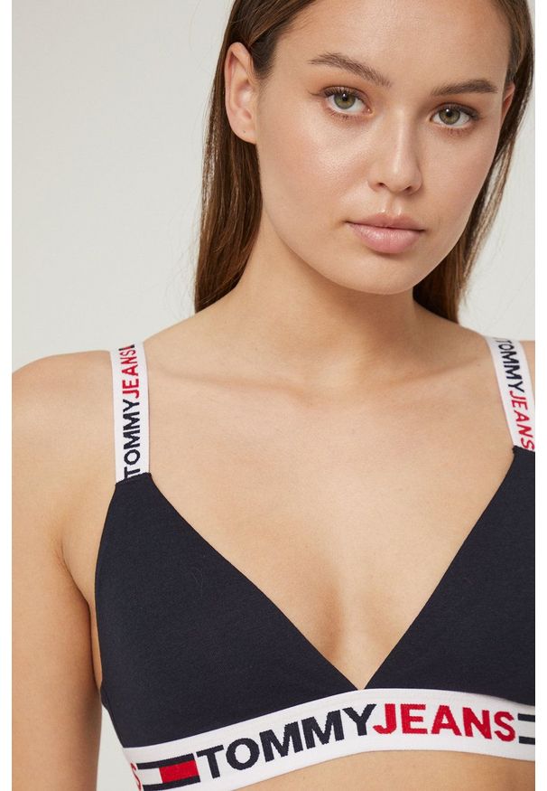 TOMMY HILFIGER - Tommy Hilfiger biustonosz kolor granatowy. Kolor: niebieski. Materiał: poliester. Rodzaj stanika: odpinane ramiączka