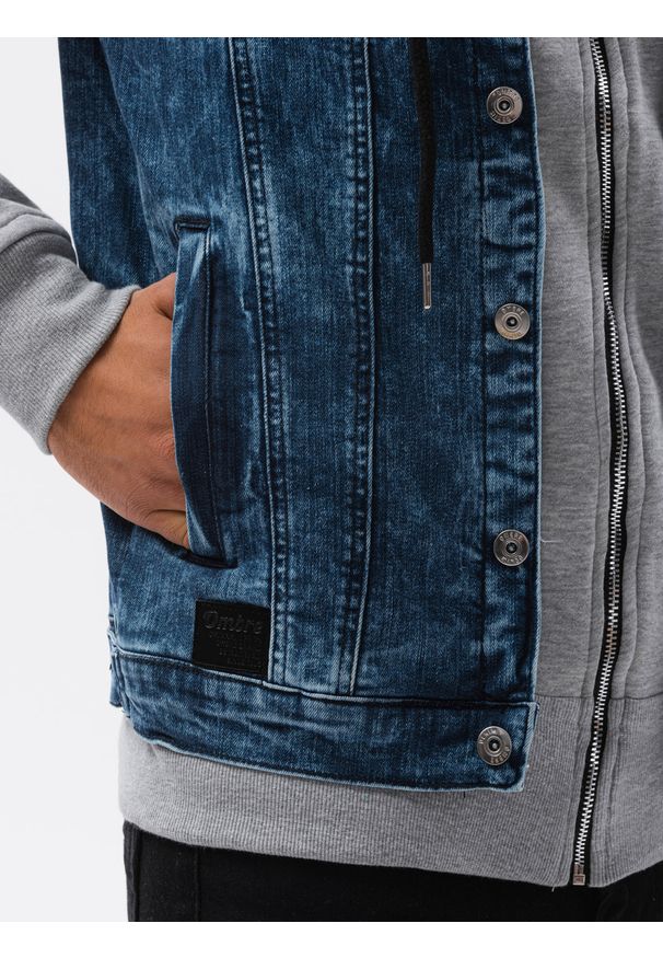 Szara kurtka Ombre Clothing klasyczna, z kapturem