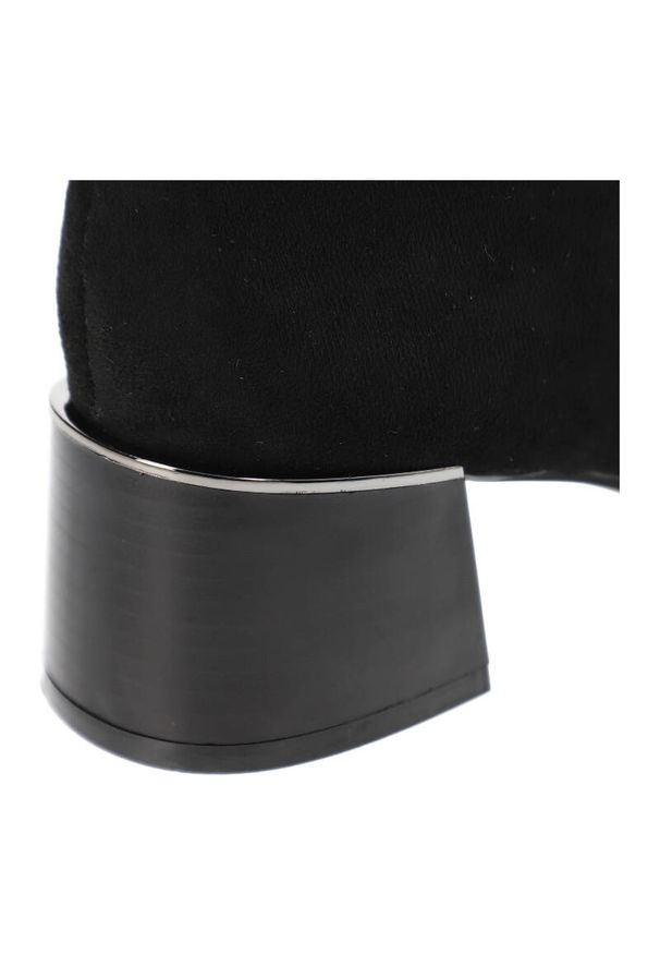 BESTELLE - Czarne Botki Bestelle Eleganckie Buty Damskie. Okazja: do pracy, na co dzień, na spotkanie biznesowe. Kolor: czarny. Materiał: futro, jeans, materiał, syntetyk. Obcas: na obcasie. Styl: elegancki. Wysokość obcasa: średni