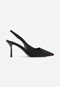 Renee - Czarne Sandały Slingback na Szpilce z Imitacji Zamszu Carilona. Zapięcie: bez zapięcia. Kolor: czarny. Materiał: zamsz. Sezon: lato. Obcas: na szpilce. Wysokość obcasa: średni #8