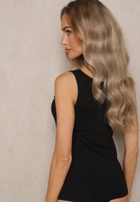 Renee - Czarny Top Bawełniany Kasione. Kolor: czarny. Materiał: bawełna. Długość rękawa: na ramiączkach #4