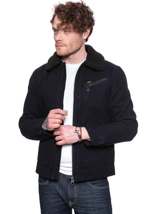 Lee - KURTKA OCIEPLANA LEE 191J WOOL JACKET BLACK L86FLB01 112122652. Okazja: na co dzień. Typ kołnierza: bez kaptura. Materiał: futro, poliester, wełna, jeans. Długość rękawa: długi rękaw. Długość: długie. Sezon: jesień, wiosna. Styl: klasyczny, elegancki, casual