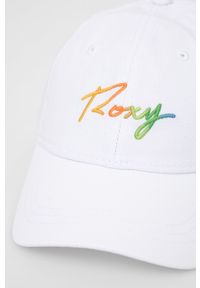 Roxy czapka bawełniana kolor biały z aplikacją. Kolor: biały. Materiał: bawełna. Wzór: aplikacja #3