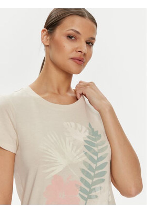 GAP - Gap T-Shirt 842000-46 Beżowy Regular Fit. Kolor: beżowy. Materiał: syntetyk, bawełna