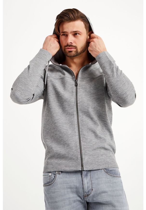 BLUZA SANDRINO JOOP!. Typ kołnierza: kaptur. Wzór: melanż, aplikacja
