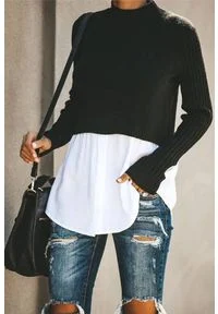 IVET - Bluzka damska VIRDA BLACK. Kolor: czarny, wielokolorowy, biały. Materiał: jeans #1