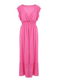 Born2be - Różowa Sukienka Hypsanie. Typ kołnierza: dekolt kopertowy. Kolor: różowy. Materiał: wiskoza. Typ sukienki: kopertowe. Długość: maxi #5