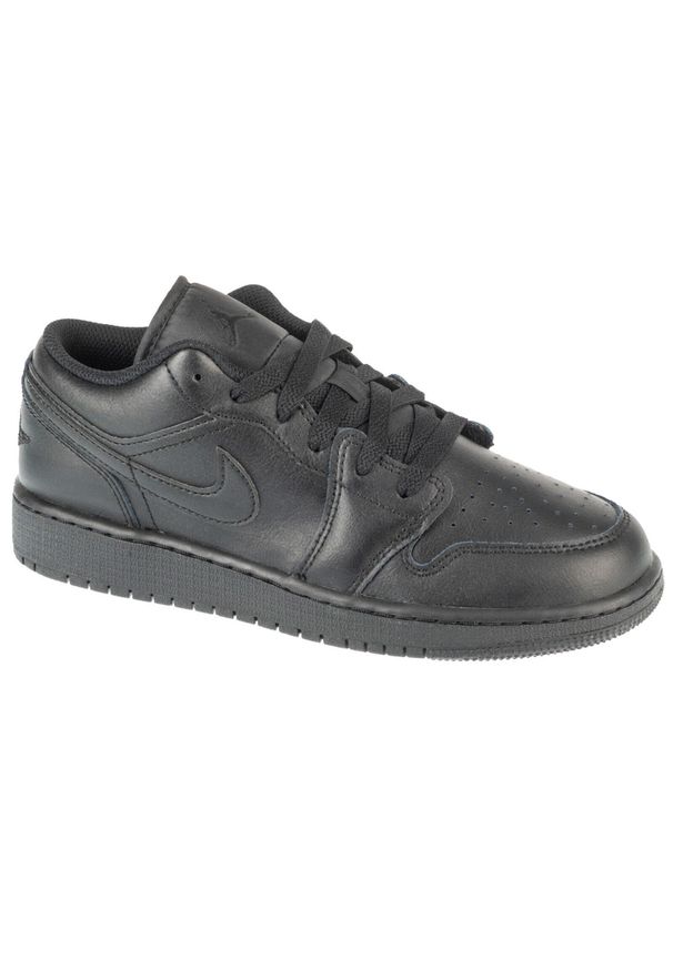 Buty sportowe Sneakersy chłopięce, Air Jordan 1 Low GS. Kolor: czarny. Materiał: guma, materiał, skóra, syntetyk. Sport: turystyka piesza