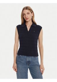 TOMMY HILFIGER - Tommy Hilfiger Sweter WW0WW45655 Granatowy Regular Fit. Kolor: niebieski. Materiał: bawełna