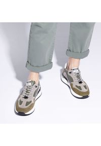 Wittchen - Męskie sneakersy skórzane z zamszowymi wstawkami zielono-szare. Nosek buta: okrągły. Kolor: zielony, wielokolorowy, szary. Materiał: skóra #3