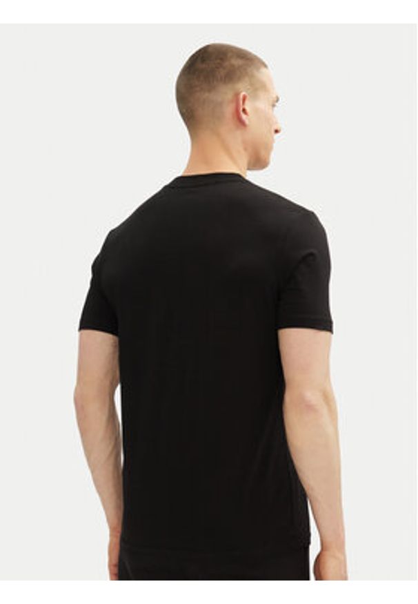 Karl Lagerfeld - KARL LAGERFELD T-Shirt 755400 552235 Czarny Regular Fit. Typ kołnierza: dekolt w karo. Kolor: czarny. Materiał: bawełna
