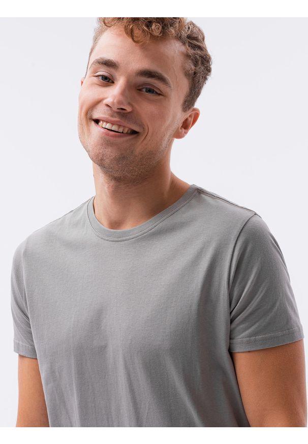 Ombre Clothing - T-shirt męski bawełniany BASIC S1370 - szary - XXL. Kolor: szary. Materiał: bawełna. Styl: klasyczny