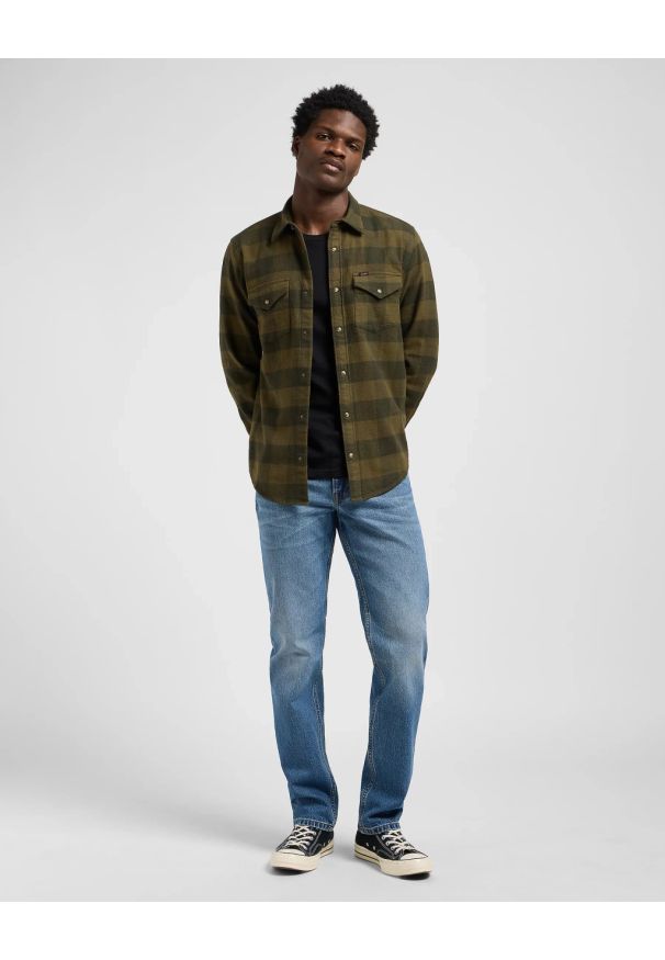 Lee - MĘSKA KOSZULA LEE CLEAN WESTERN SHIRT ARMY GREEN BUFF 112371320