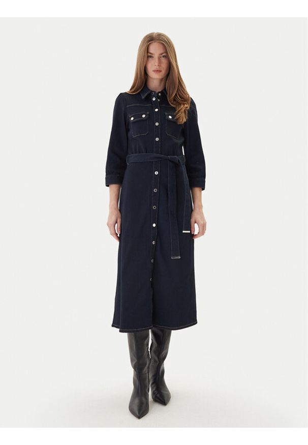 Morgan Sukienka jeansowa 252-RJEANA Granatowy Regular Fit. Kolor: niebieski. Materiał: bawełna
