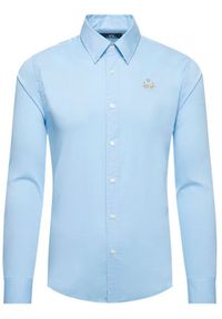 La Martina Koszula Poplin CCMC02 PP003 Błękitny Slim Fit. Kolor: niebieski. Materiał: bawełna