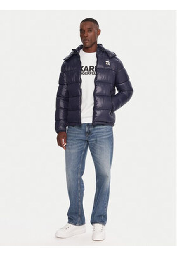 Karl Lagerfeld - KARL LAGERFELD Kurtka zimowa 505022 554590 Granatowy Regular Fit. Typ kołnierza: dekolt w karo. Kolor: niebieski. Materiał: syntetyk. Sezon: zima