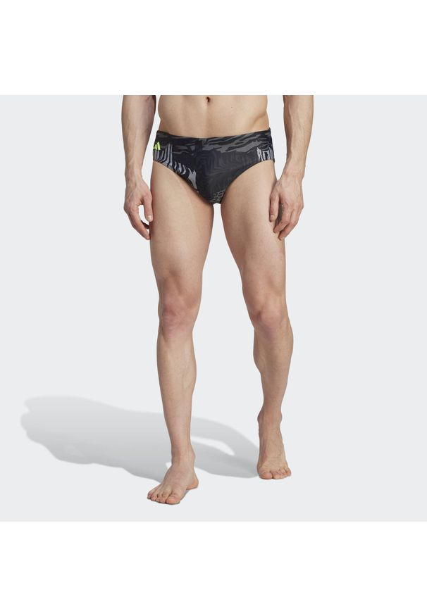 Adidas - Szorty Performance Graphic Swim. Kolor: szary. Materiał: materiał