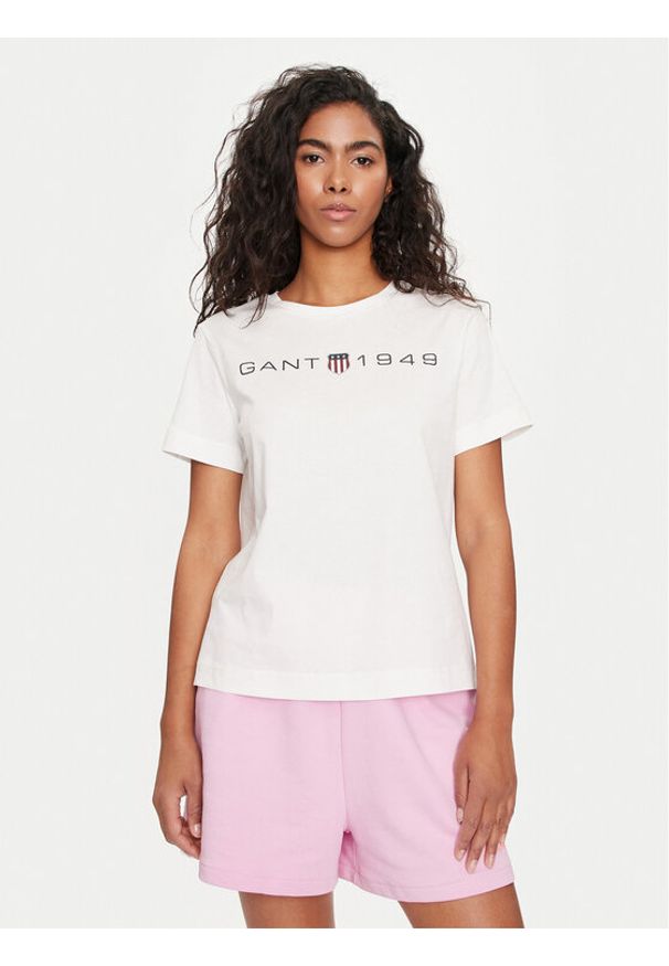 GANT - Gant T-Shirt Archive Shield 4200753 Écru Regular Fit. Materiał: bawełna