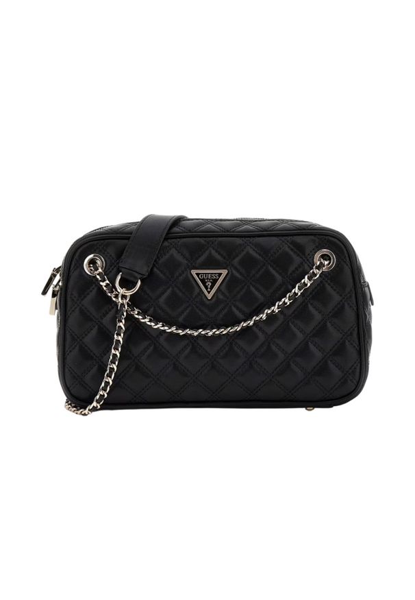 Guess - GUESS Czarna kopertówka damska Giully. Kolor: czarny. Materiał: skórzane