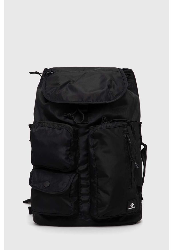 Converse plecak kolor czarny duży gładki. Kolor: czarny. Wzór: gładki