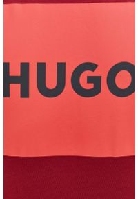 Hugo - HUGO t-shirt bawełniany kolor bordowy z nadrukiem. Kolor: czerwony. Materiał: bawełna. Wzór: nadruk #4