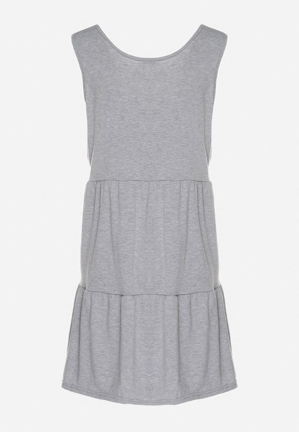 Born2be - Szara Sukienka o Rozkloszowanym Kroju na Szerokich Ramiączkach z Guzikami Saniella. Okazja: na co dzień. Kolor: szary. Długość rękawa: na ramiączkach. Typ sukienki: rozkloszowane. Styl: klasyczny, casual, elegancki