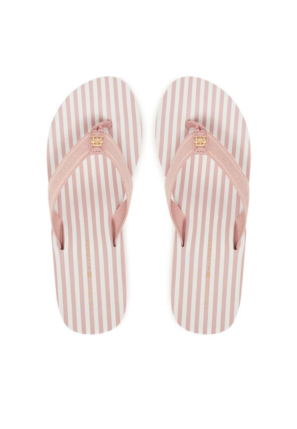 TOMMY HILFIGER - Tommy Hilfiger Japonki Th Stripes Wedge Beach Sandal FW0FW08521 Różowy. Kolor: różowy. Materiał: materiał