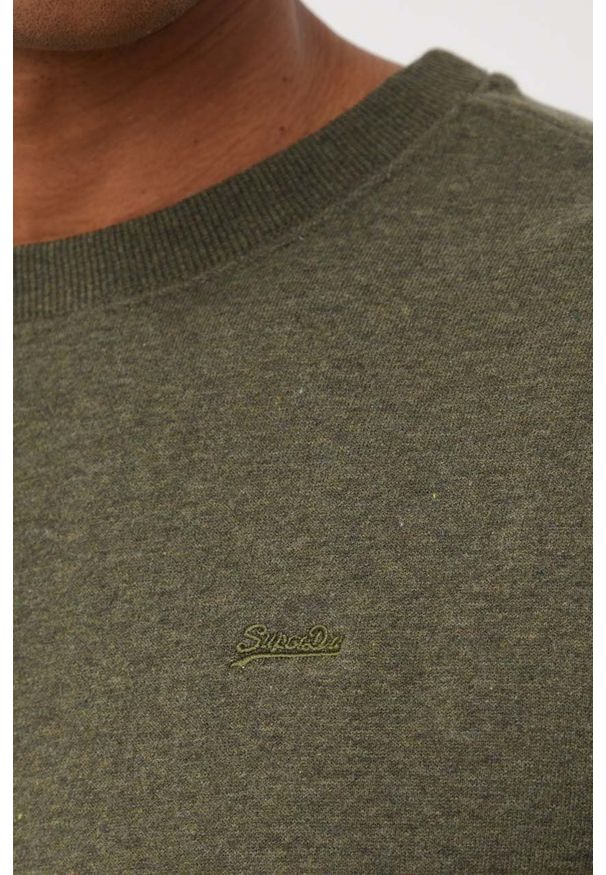 Superdry bluza męska kolor zielony melanżowa. Kolor: zielony. Materiał: bawełna, dzianina. Wzór: melanż