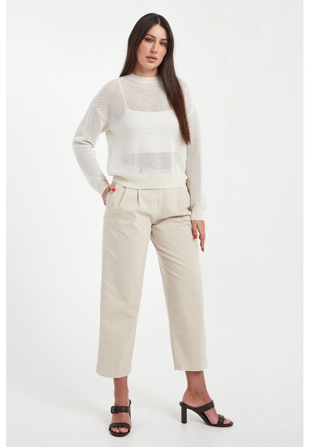 Sweter damski ażurowy z cekinami PESERICO. Wzór: ażurowy