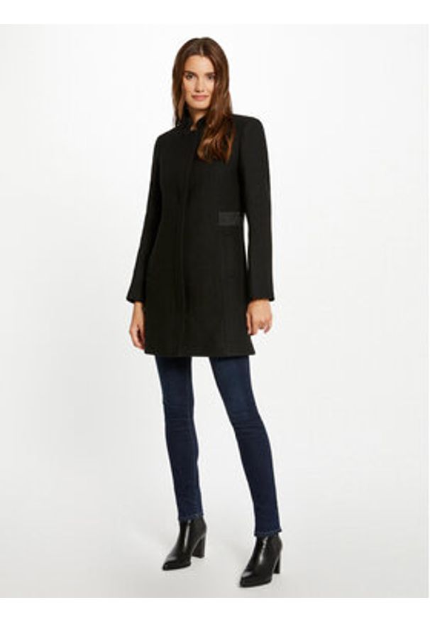 Morgan Płaszcz wełniany 232-GSUZON Czarny Slim Fit. Kolor: czarny. Materiał: wełna, syntetyk
