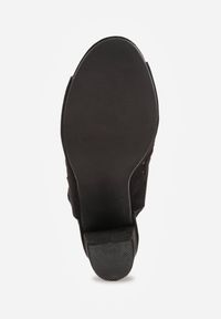 Renee - Czarne Ażurowe Sandały na Słupku Vices ze Skórzaną Wkładką Linetelia. Okazja: na imprezę. Zapięcie: rzepy. Kolor: czarny. Materiał: skóra. Wzór: ażurowy. Obcas: na słupku. Styl: elegancki, klasyczny, wizytowy #2