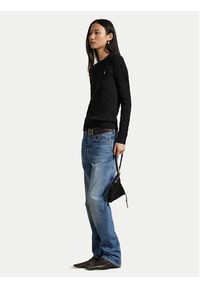 Polo Ralph Lauren Sweter 211971865005 Czarny Slim Fit. Typ kołnierza: polo. Kolor: czarny. Materiał: wełna #3