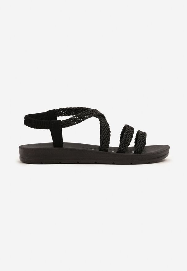 Born2be - Czarne Sandały z Plecionymi Paskami Natilva. Okazja: na co dzień. Zapięcie: pasek. Kolor: czarny. Sezon: lato. Obcas: na obcasie. Styl: klasyczny, casual, elegancki. Wysokość obcasa: niski