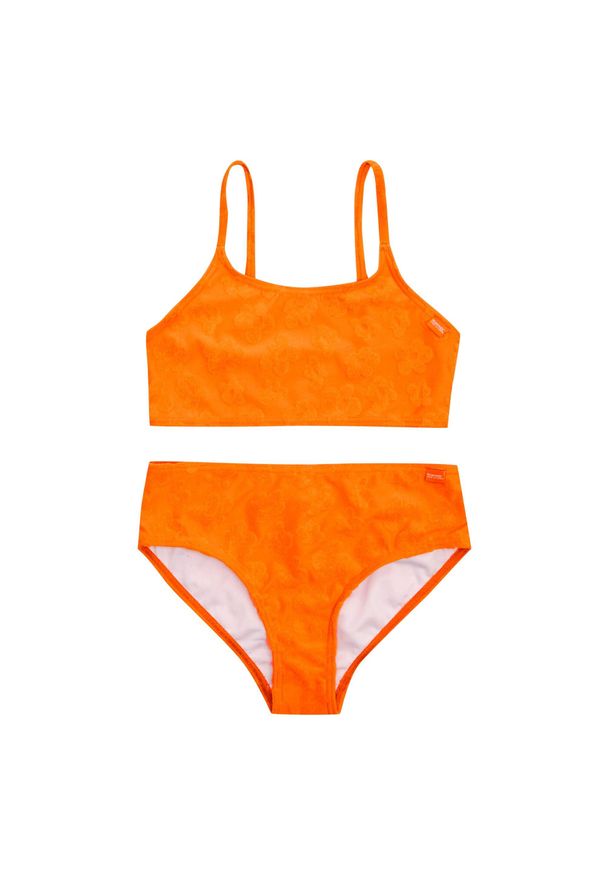 Regatta - Dziewczęcy Komplet Bikini Dakaria II W Kwiaty. Kolor: pomarańczowy. Wzór: kwiaty