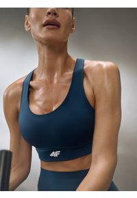 4f - 4F Biustonosz treningowy z wysokim wsparciem damski - turkusowy XS. Kolor: turkusowy. Materiał: skóra, guma. Rodzaj stanika: różne sposoby noszenia, wyściełane miseczki. Wzór: gładki. Sport: fitness #1