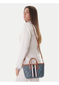 TOMMY HILFIGER - Tommy Hilfiger Torebka Th Monoplay Mini Tote Stripe Le AW0AW18389 Niebieski. Kolor: niebieski. Materiał: skórzane #1