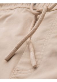 Ombre Clothing - Spodenki męskie bawełniane cargo z elastycznym pasem – beżowe V3 OM-SRCG-0190 - XXL. Okazja: na co dzień. Kolor: beżowy. Materiał: bawełna. Sezon: lato. Styl: casual #9