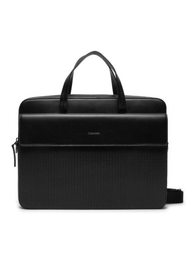 Calvin Klein Torba na laptopa Vertical Lines K50K512257 Czarny. Kolor: czarny. Materiał: skóra