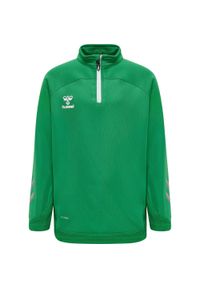 Dziecięca kurtka dresowa 1/2 zip Hummel Lead. Kolor: zielony. Materiał: dresówka. Wzór: nadruk