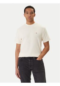 Calvin Klein Jeans T-Shirt Waffle Badge LV04RD008G Beżowy Regular Fit. Kolor: beżowy. Materiał: bawełna #1