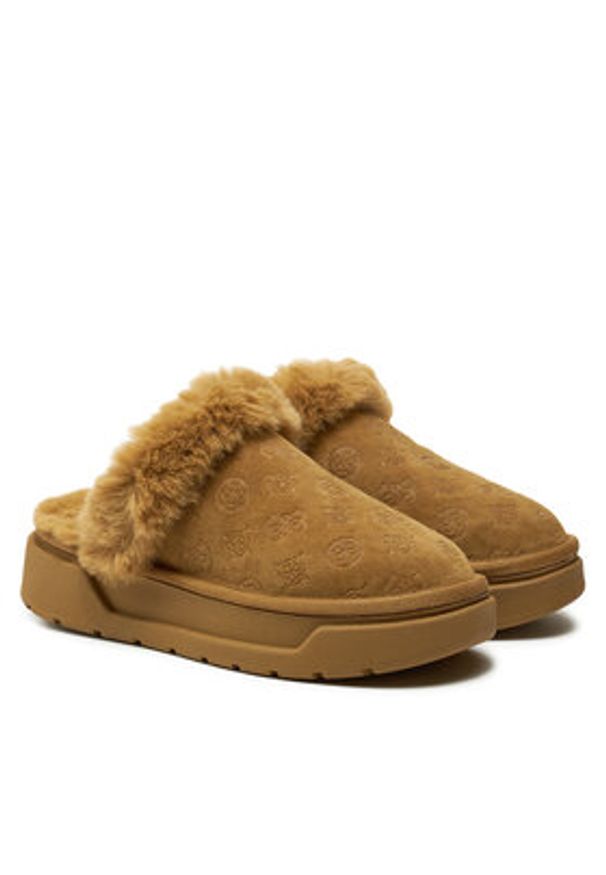 Guess Kapcie Unika3 FLFUK3 FAL06 Brązowy. Kolor: brązowy. Materiał: skóra, zamsz