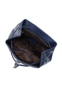 Wittchen - Damski plecak worek skórzany z przeszyciami. Kolor: niebieski. Materiał: skóra. Wzór: haft. Styl: casual, elegancki #4