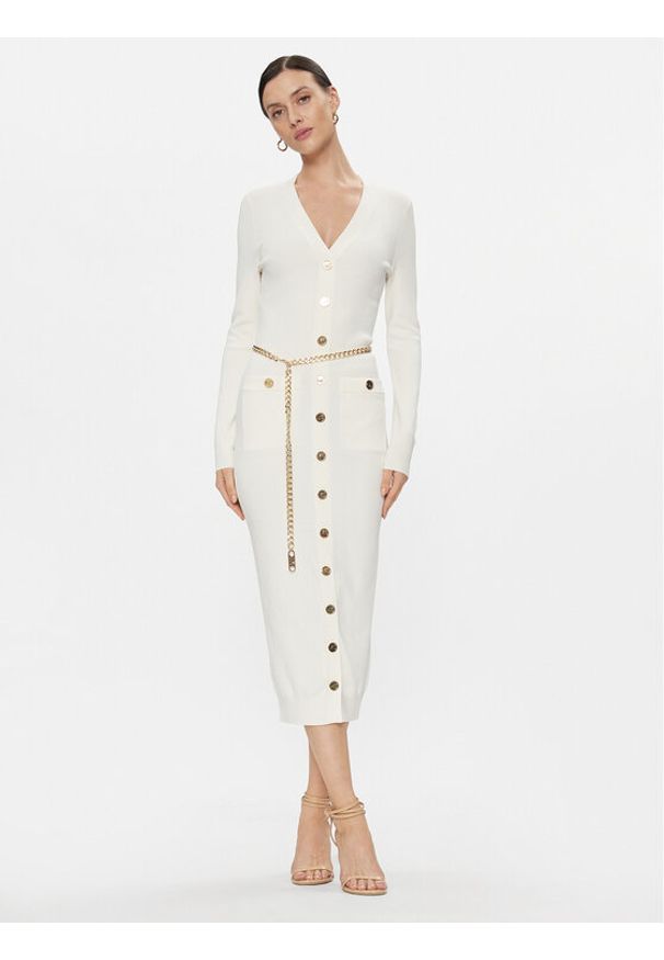 MICHAEL Michael Kors Sukienka dzianinowa MF381UB33D Écru Slim Fit. Materiał: wiskoza, dzianina