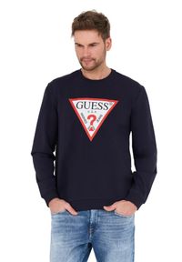 Guess - GUESS Granatowa męska bluza Audley, Rozmiar L. Kolor: niebieski