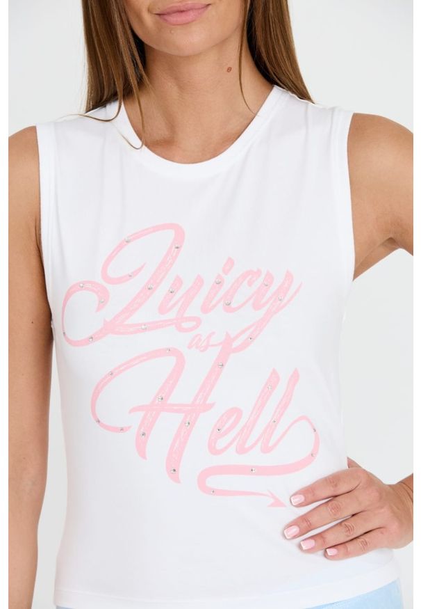Juicy Couture - JUICY COUTURE Biały damski top Juicy As Hell Tank, Rozmiar XS. Kolor: biały
