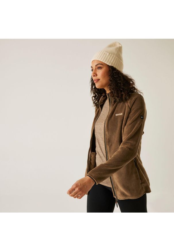 Regatta - Polar damski rozsuwany Lakara Fluffy. Kolor: brązowy. Materiał: polar. Sport: wspinaczka, turystyka piesza