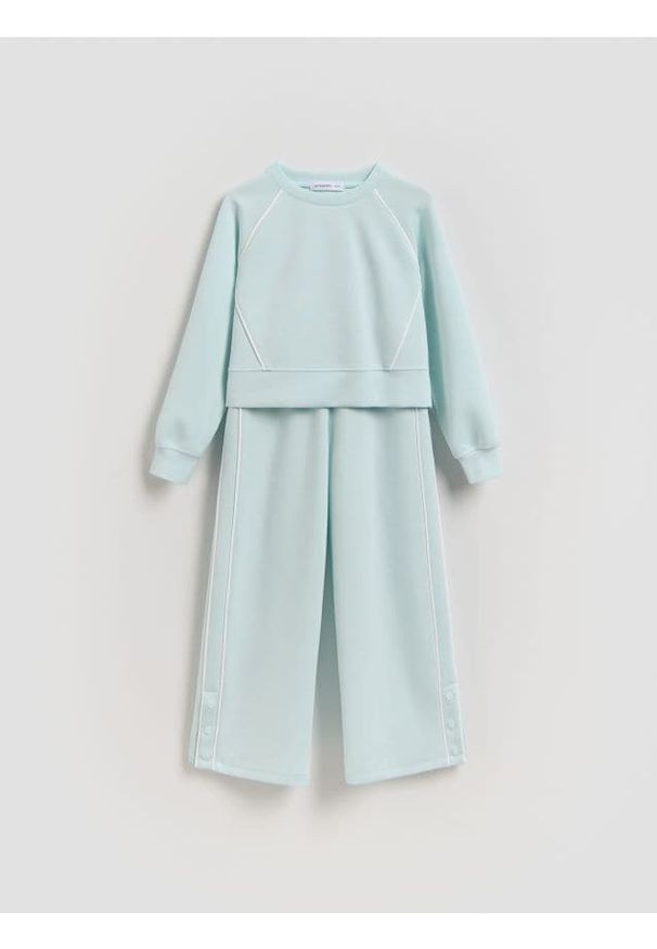 Reserved - Komplet z modalem - jasnoturkusowy. Kolor: turkusowy. Materiał: dzianina
