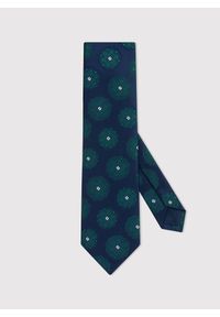 Pako Lorente - PAKO LORENTE – Granatowy krawat męski w zielone rozetki. Kolor: niebieski, wielokolorowy, zielony. Materiał: poliester #1